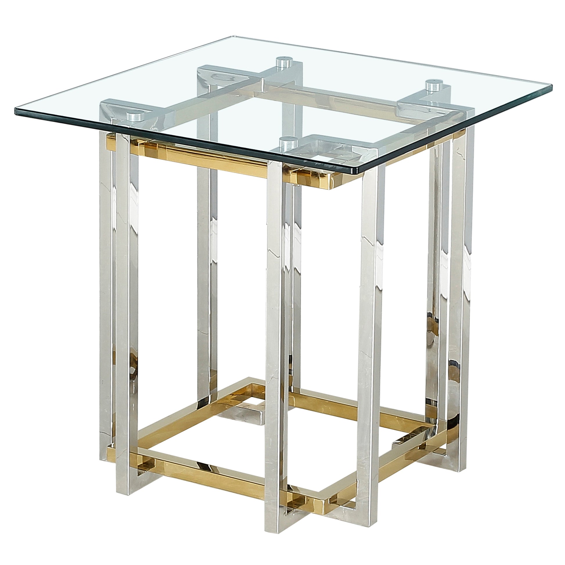 Florina Metal and Glass Accent Table - Silver and Gold-DECOROLALA
