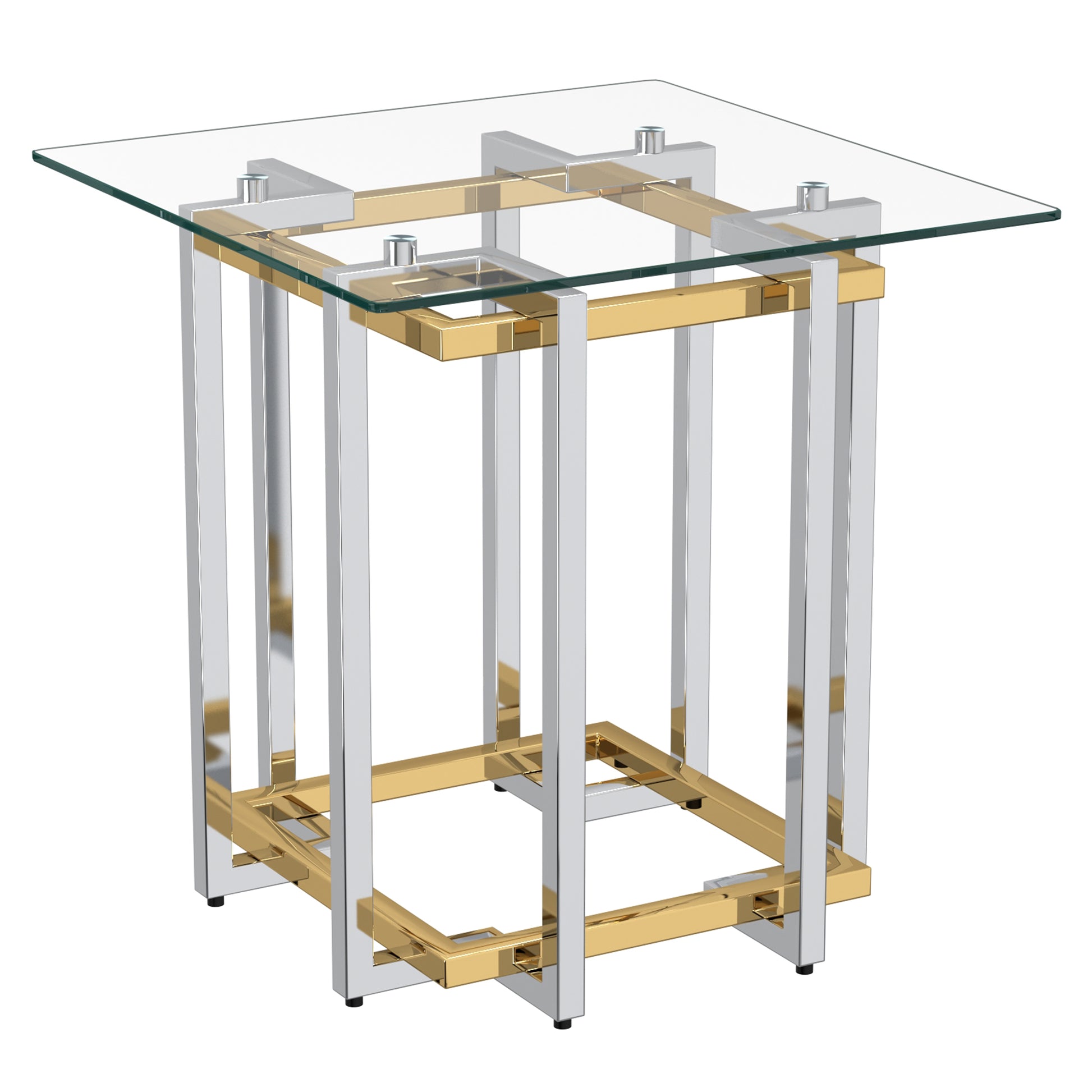 Florina Metal and Glass Accent Table - Silver and Gold-DECOROLALA