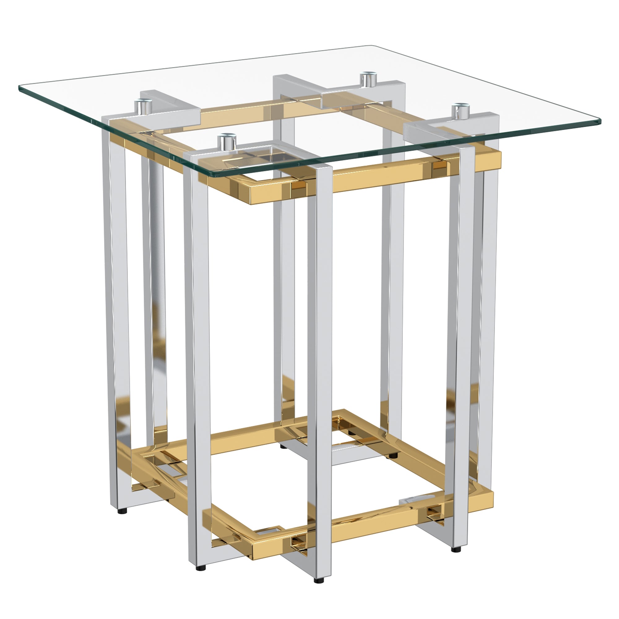Florina Metal and Glass Accent Table - Silver and Gold-DECOROLALA