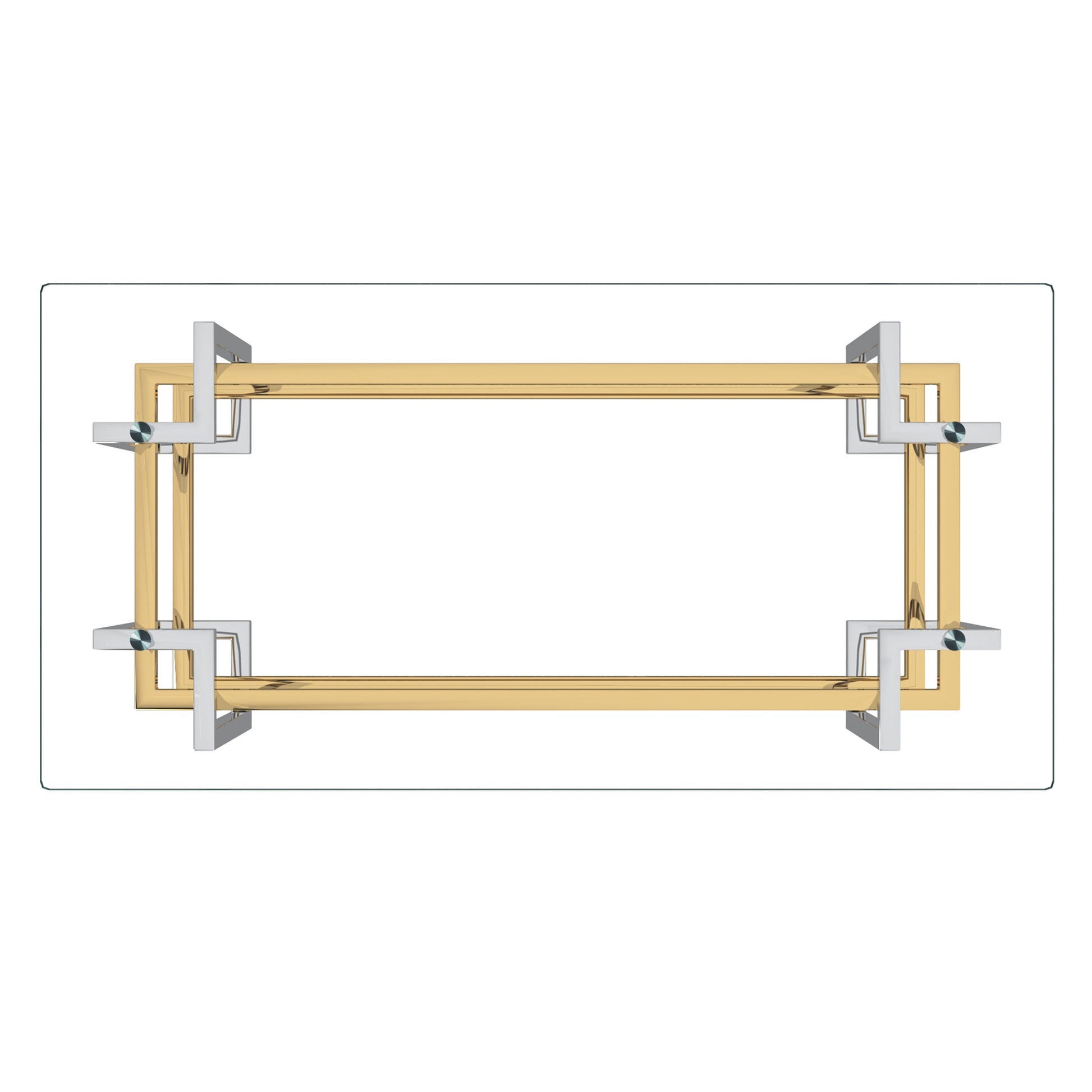 Florina Rectangular Coffee Table - Silver/Gold Metal and Glass-DECOROLALA
