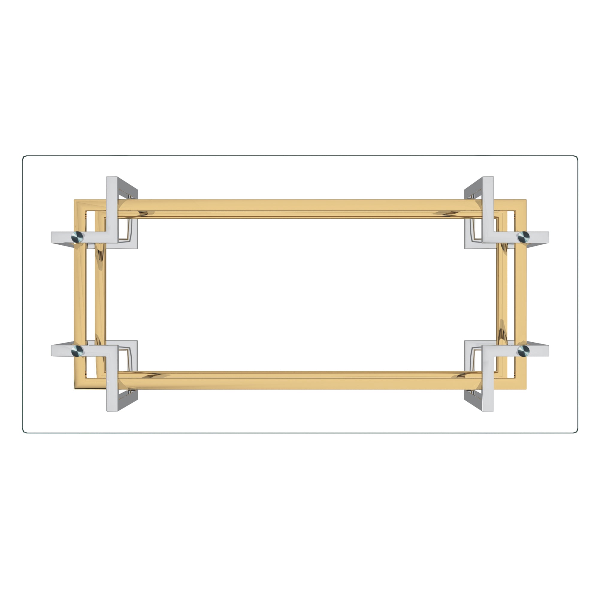 Florina Rectangular Coffee Table - Silver/Gold Metal and Glass-DECOROLALA