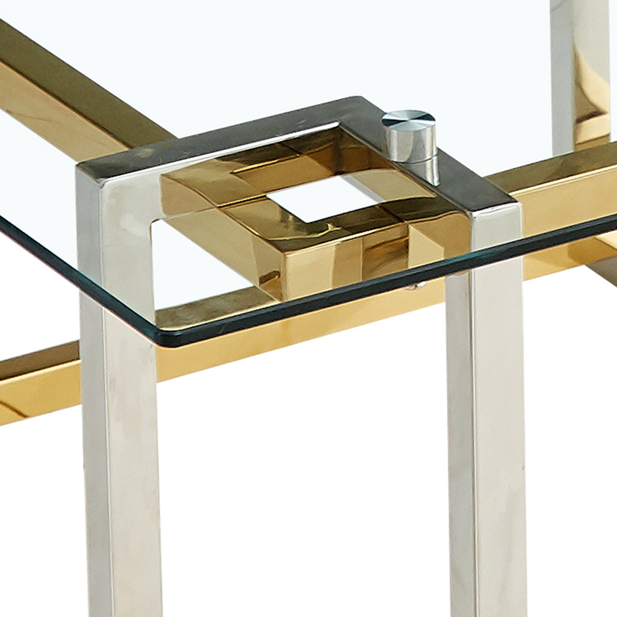 Florina Rectangular Coffee Table - Silver/Gold Metal and Glass-DECOROLALA