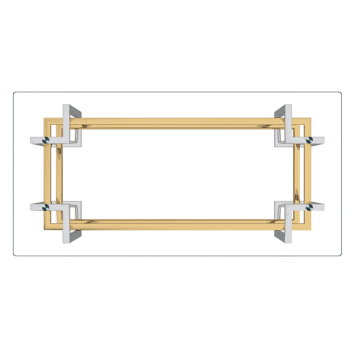 Florina Rectangular Coffee Table - Silver/Gold Metal and Glass-DECOROLALA