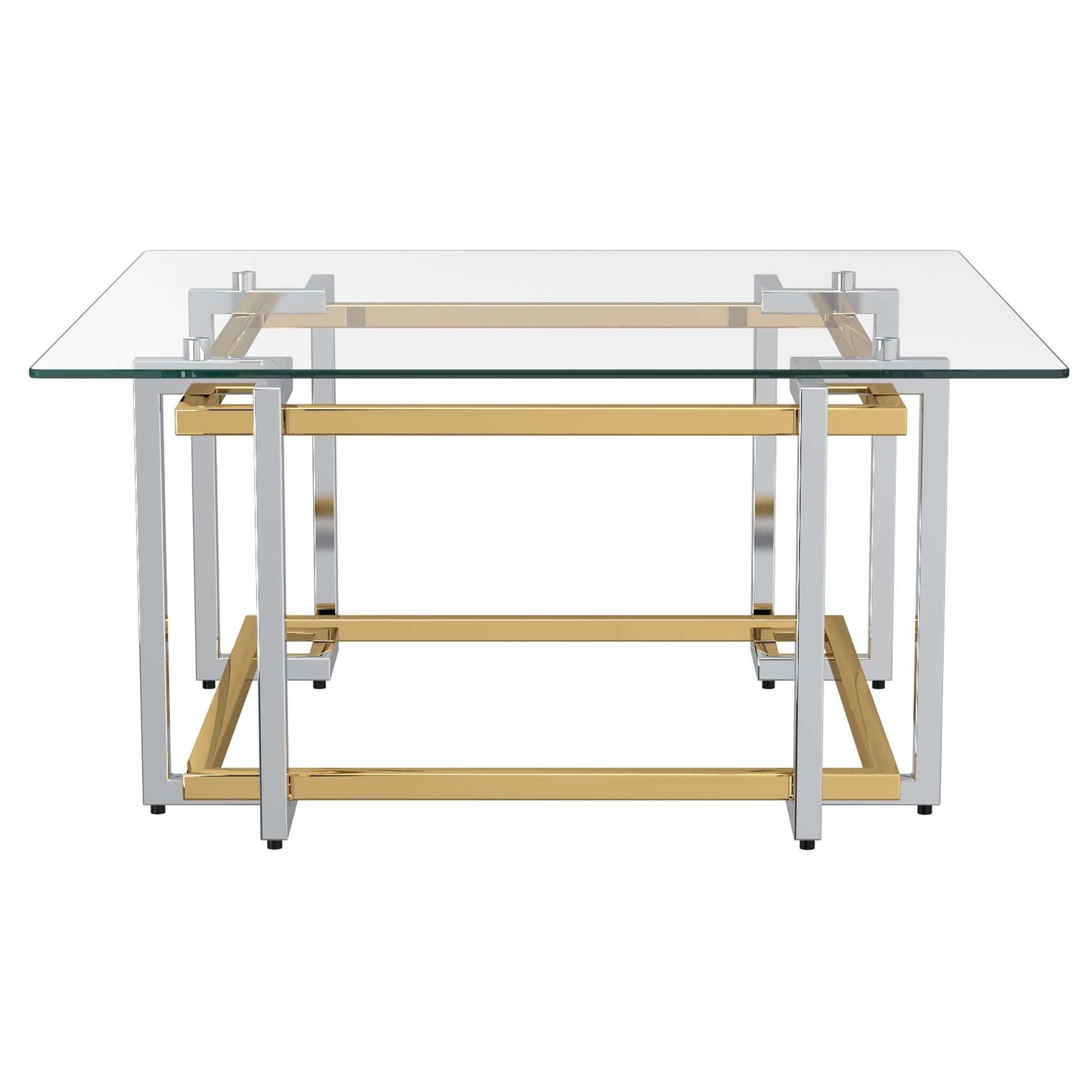 Florina-SQ Coffee Table - Silver/Gold Metal and Glass-DECOROLALA