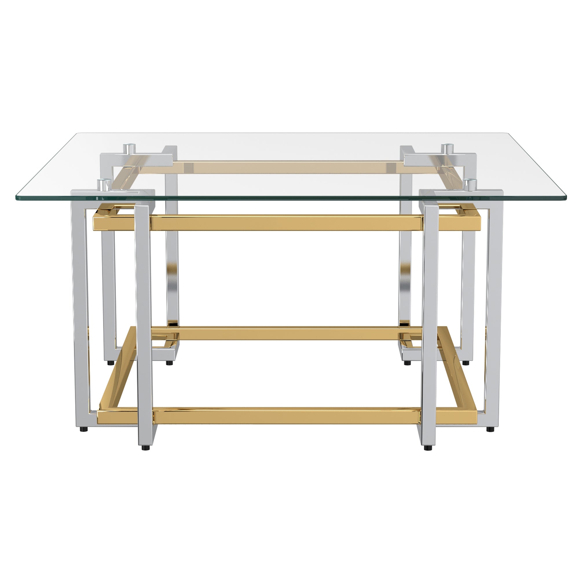 Florina-SQ Coffee Table - Silver/Gold Metal and Glass-DECOROLALA