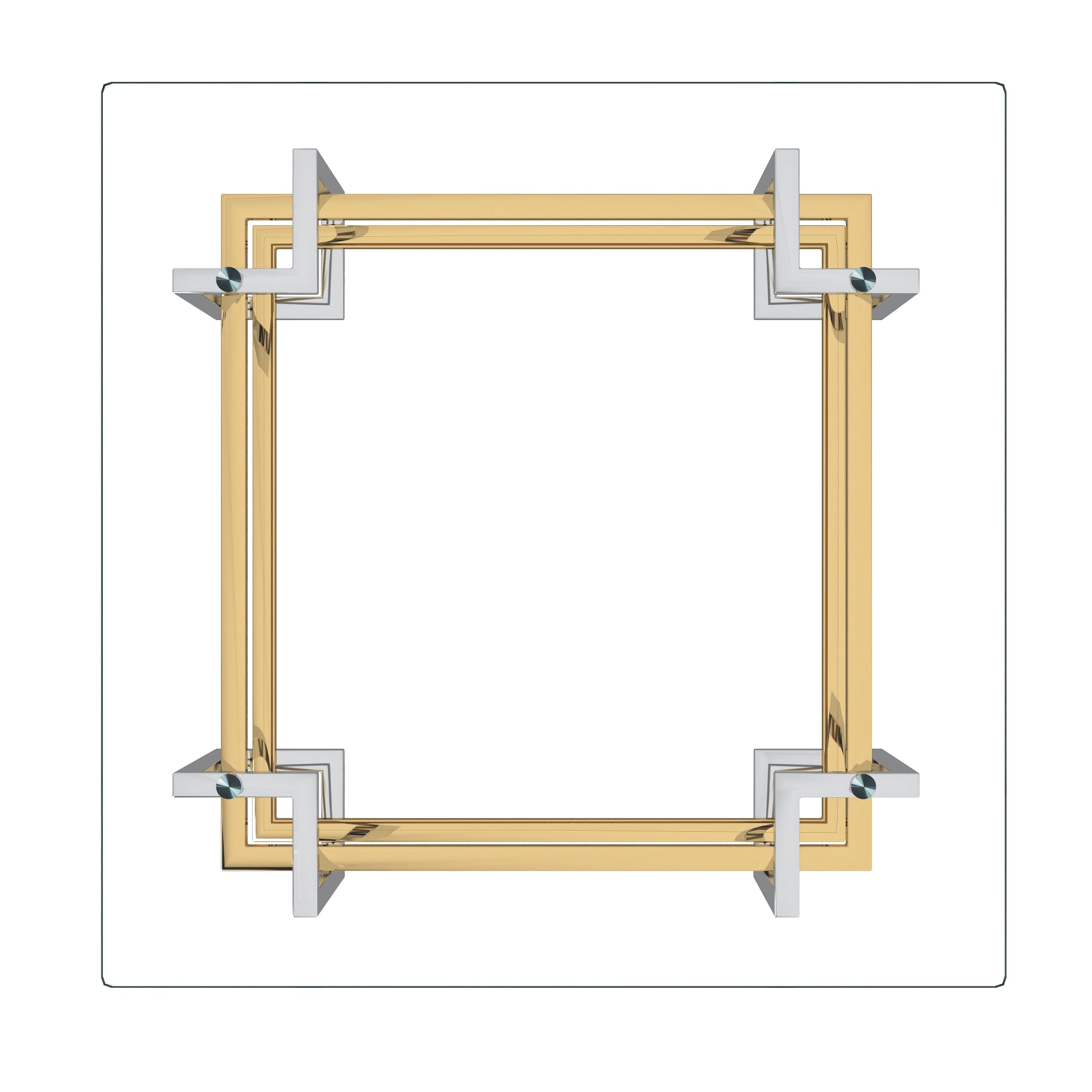 Florina-SQ Coffee Table - Silver/Gold Metal and Glass-DECOROLALA