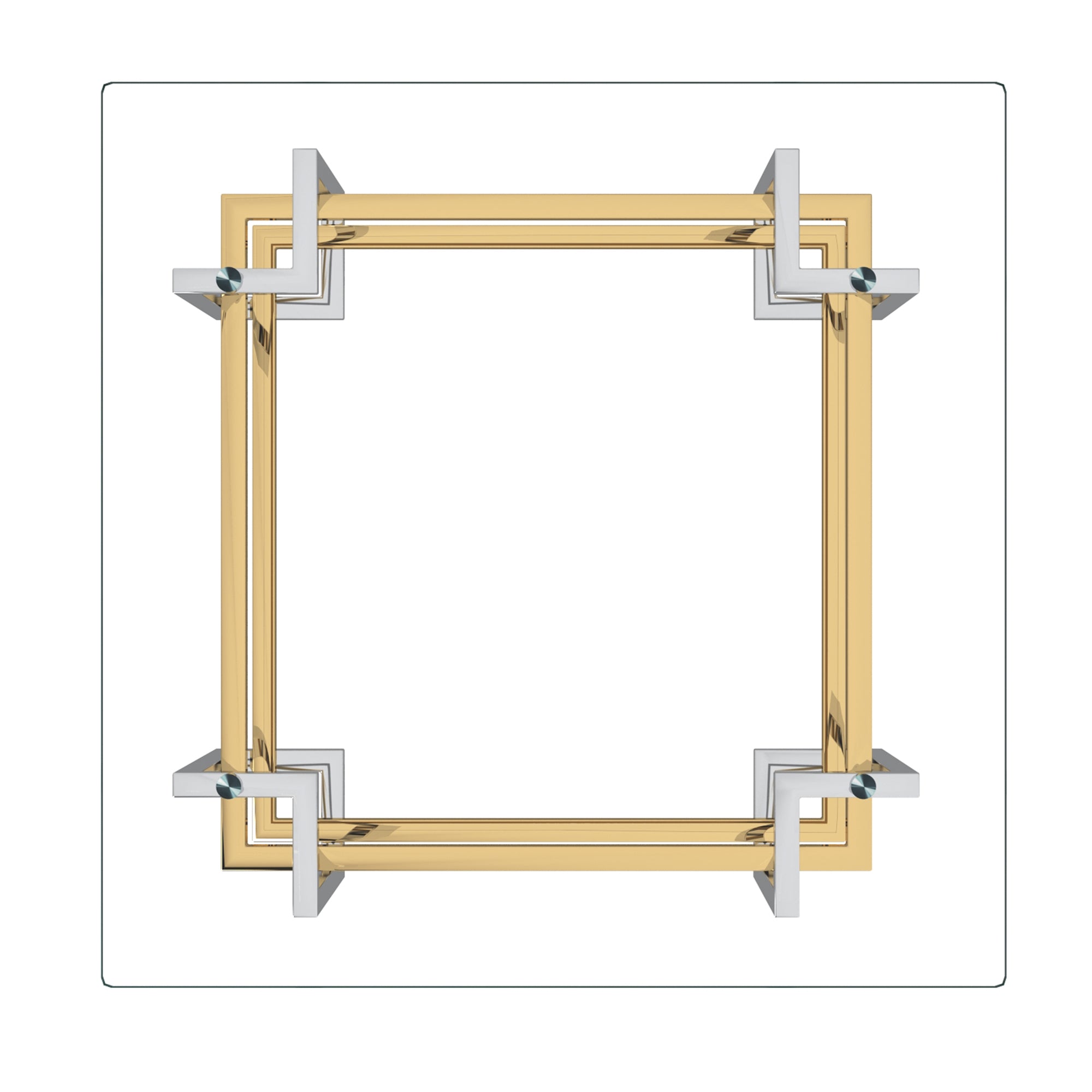 Florina-SQ Coffee Table - Silver/Gold Metal and Glass-DECOROLALA