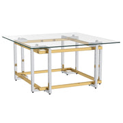 Florina-SQ Coffee Table - Silver/Gold Metal and Glass-DECOROLALA