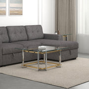 Florina-SQ Coffee Table - Silver/Gold Metal and Glass-DECOROLALA