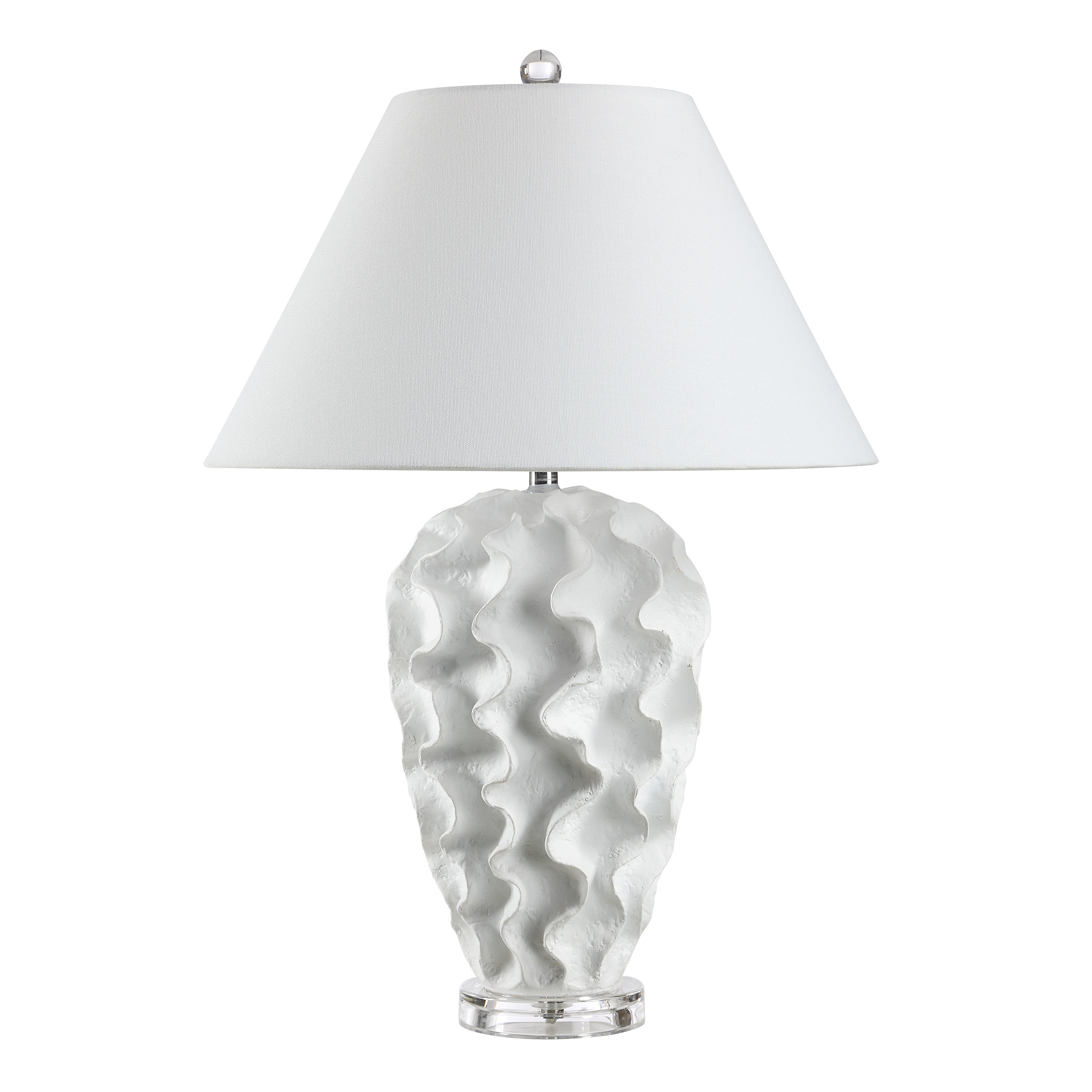 Floris 26.5" Coral Table Lamp, White Linen Shade-Table Lamp-DECOROLALA