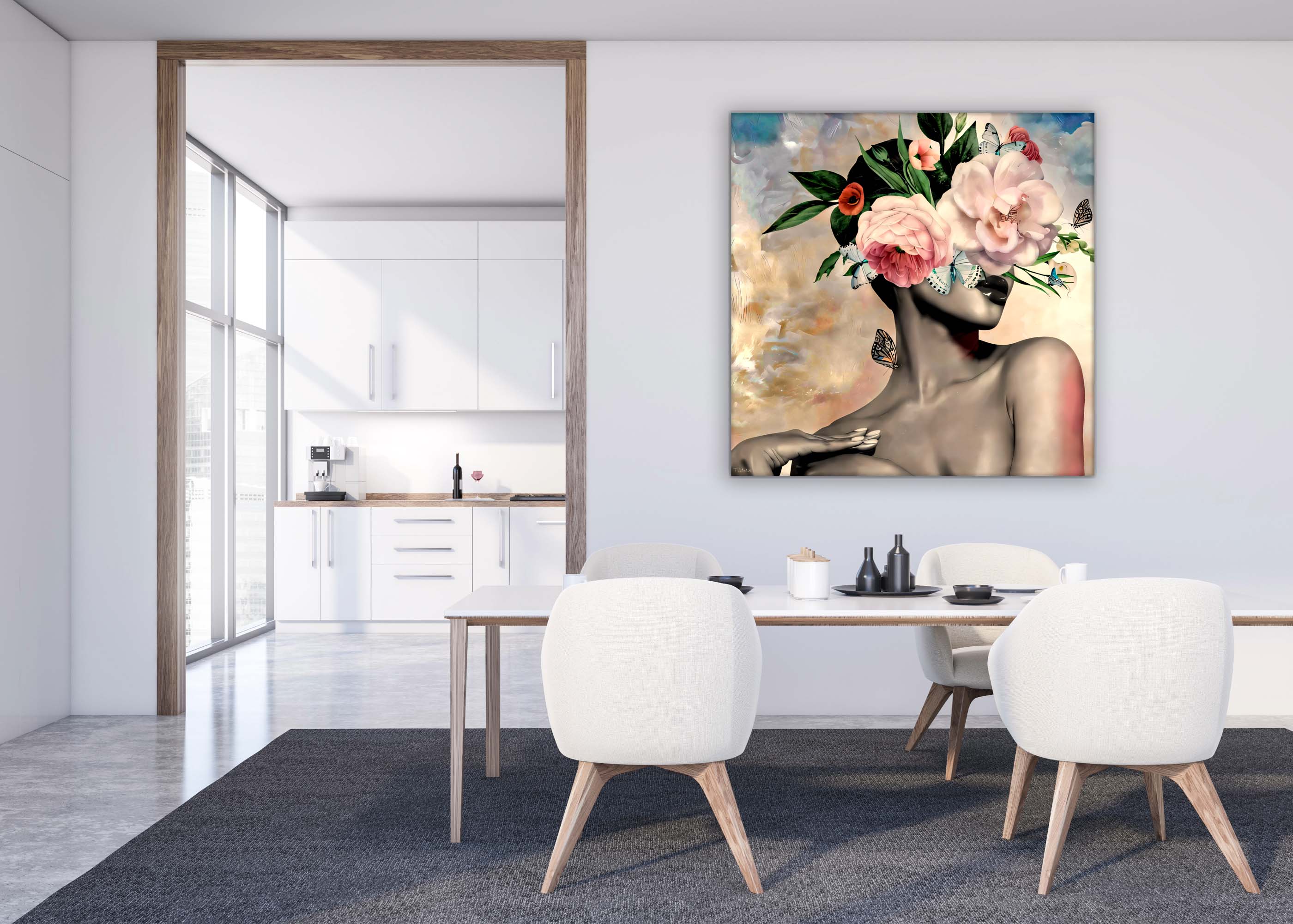 Flower Head Canvas 36x36 Square-Wall Art-DECOROLALA