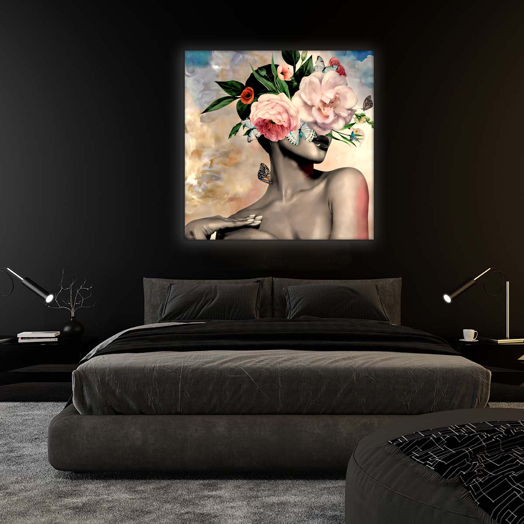 Flower Head Canvas 36x36 Square-Wall Art-DECOROLALA