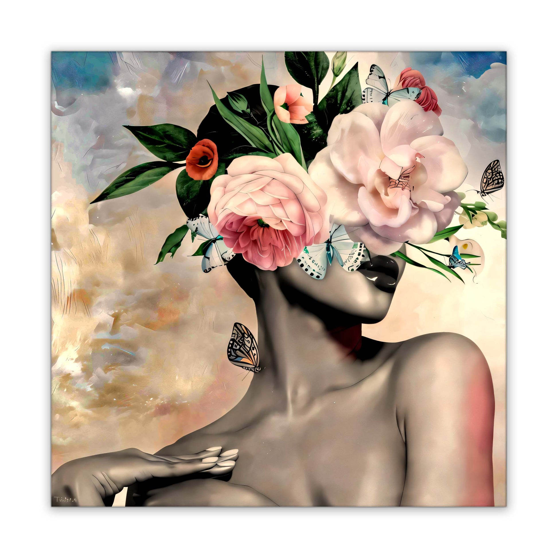Flower Head Canvas 36x36 Square-Wall Art-DECOROLALA