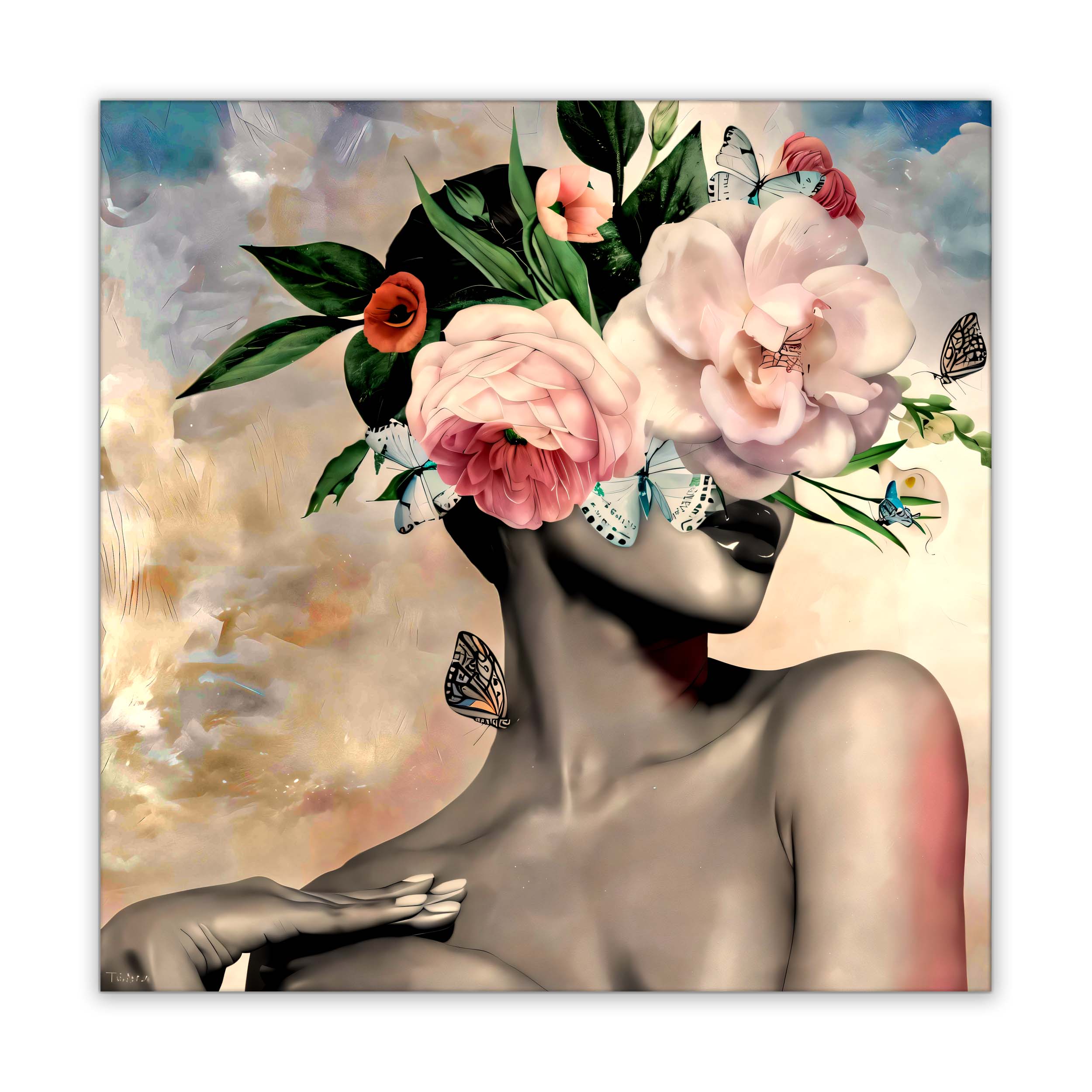 Flower Head Canvas 36x36 Square-Wall Art-DECOROLALA