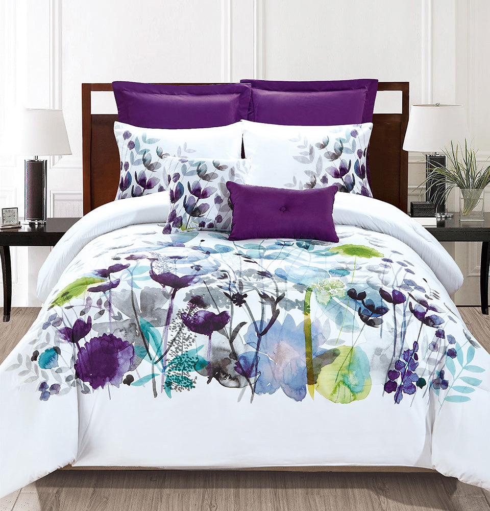 Flowers 7pc Comforter Set-Comforters & Quilts-DECOROLALA