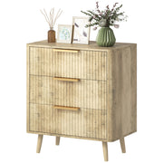 Fluted 3 Drawer Dresser - Oak Modern Chest of Drawers-DECOROLALA