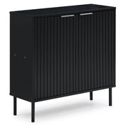 Fluted Buffet Cabinet with 2-Door Sideboard for Kitchen and Dining Room-Black-Sideboards & Buffets-DECOROLALA