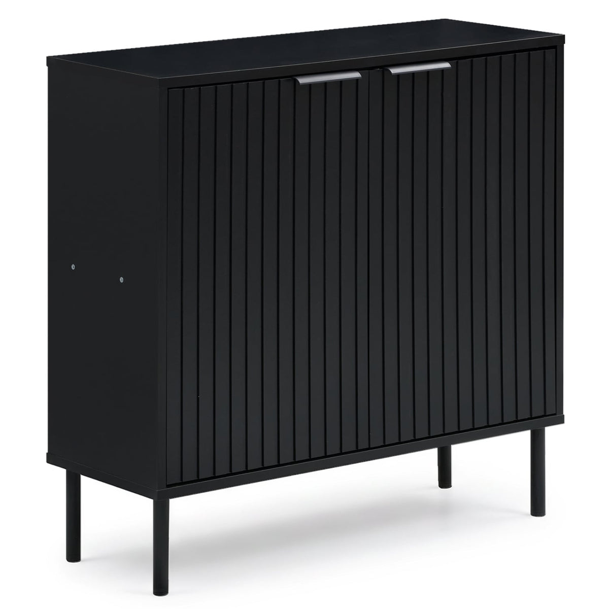Fluted Buffet Cabinet with 2-Door Sideboard for Kitchen and Dining Room-Black-Sideboards & Buffets-DECOROLALA