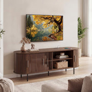 Fluted TV Stand for 60" TVs - Mid-Century Entertainment Center Walnut-Entertainment Centers & TV Stands-DECOROLALA