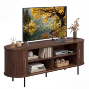 Fluted TV Stand for TVs up to 60" Mid Century Curved Entertainment Center-Walnut-Entertainment Centers & TV Stands-DECOROLALA