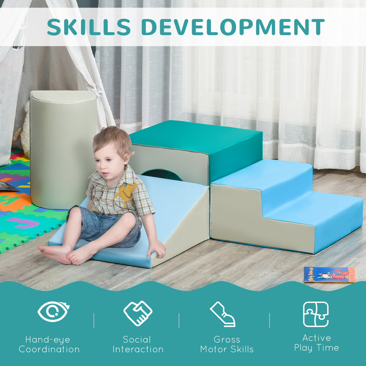 Foam Climbing Blocks for Toddlers, Kids Modular Play Set for Baby Children, Soft Play Equipment for Crawling Sliding, Easy-to-clean Safe DIY Creative, Multicolor-Toys & Games > Baby & Toddler Toys > Kids Gym & Playmats-DECOROLALA