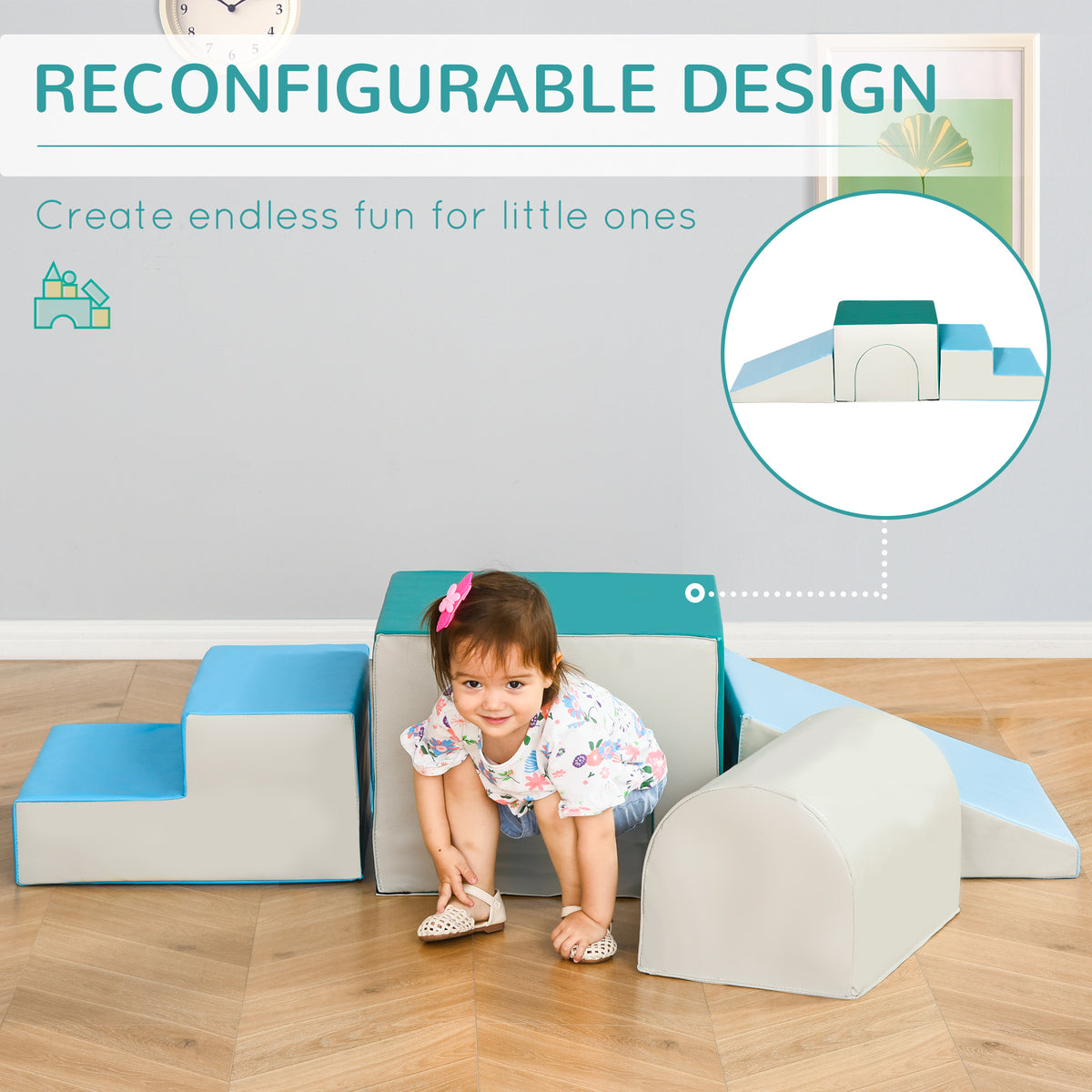 Foam Climbing Blocks for Toddlers, Kids Modular Play Set for Baby Children, Soft Play Equipment for Crawling Sliding, Easy-to-clean Safe DIY Creative, Multicolor-Toys & Games > Baby & Toddler Toys > Kids Gym & Playmats-DECOROLALA