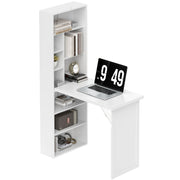 Fold-out Convertible Office Desk, Wall Mount Computer Desk with Whiteboard and Side Shelf, White-Office Products > Office Furniture > Office Desks & Work Stations > Computer Desks-DECOROLALA