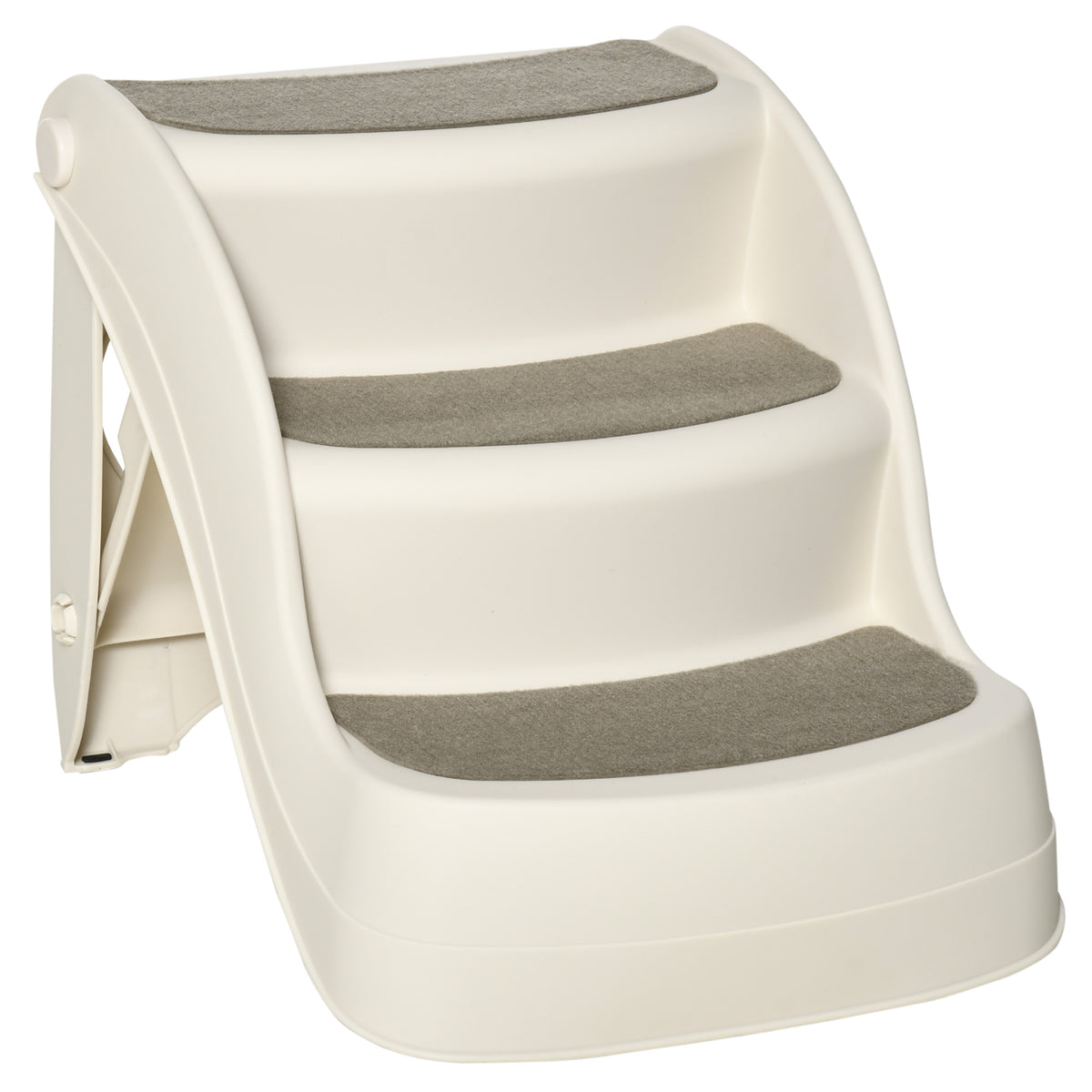 Foldable 3-Step Portable Pet Stairs - Cream White 15" H-Dogs-DECOROLALA