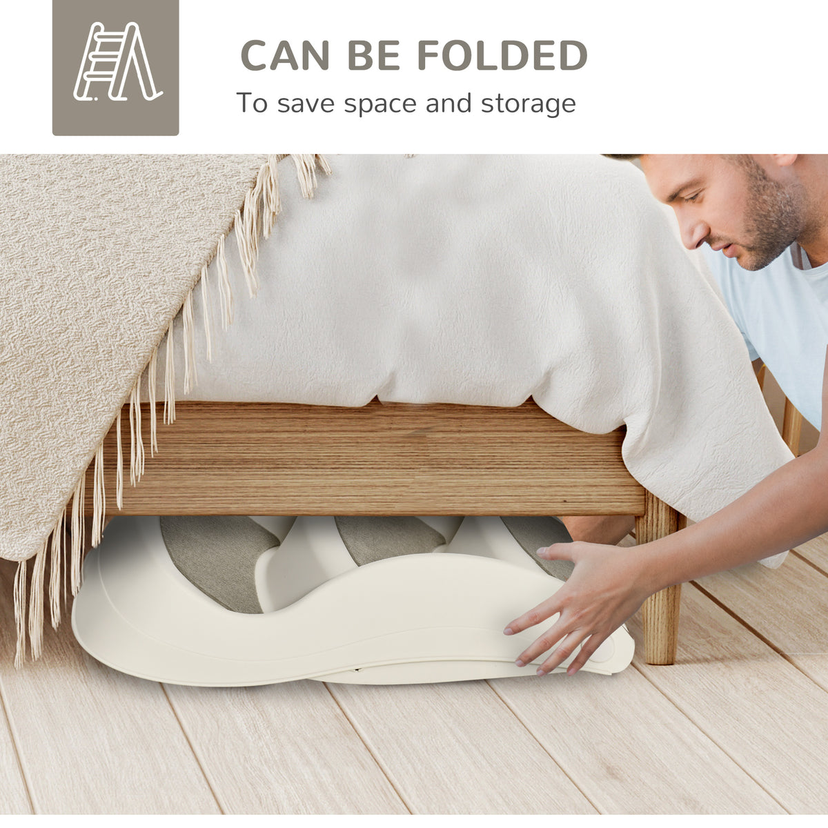 Foldable 3-Step Portable Pet Stairs - Cream White 15" H-Dogs-DECOROLALA