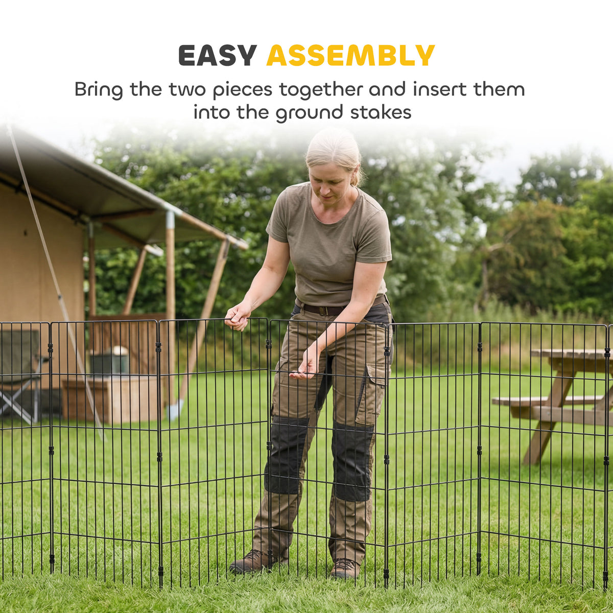 Foldable 8-Panel Metal Dog Playpen - Black 20" x 32" Steel Fence-Dogs-DECOROLALA
