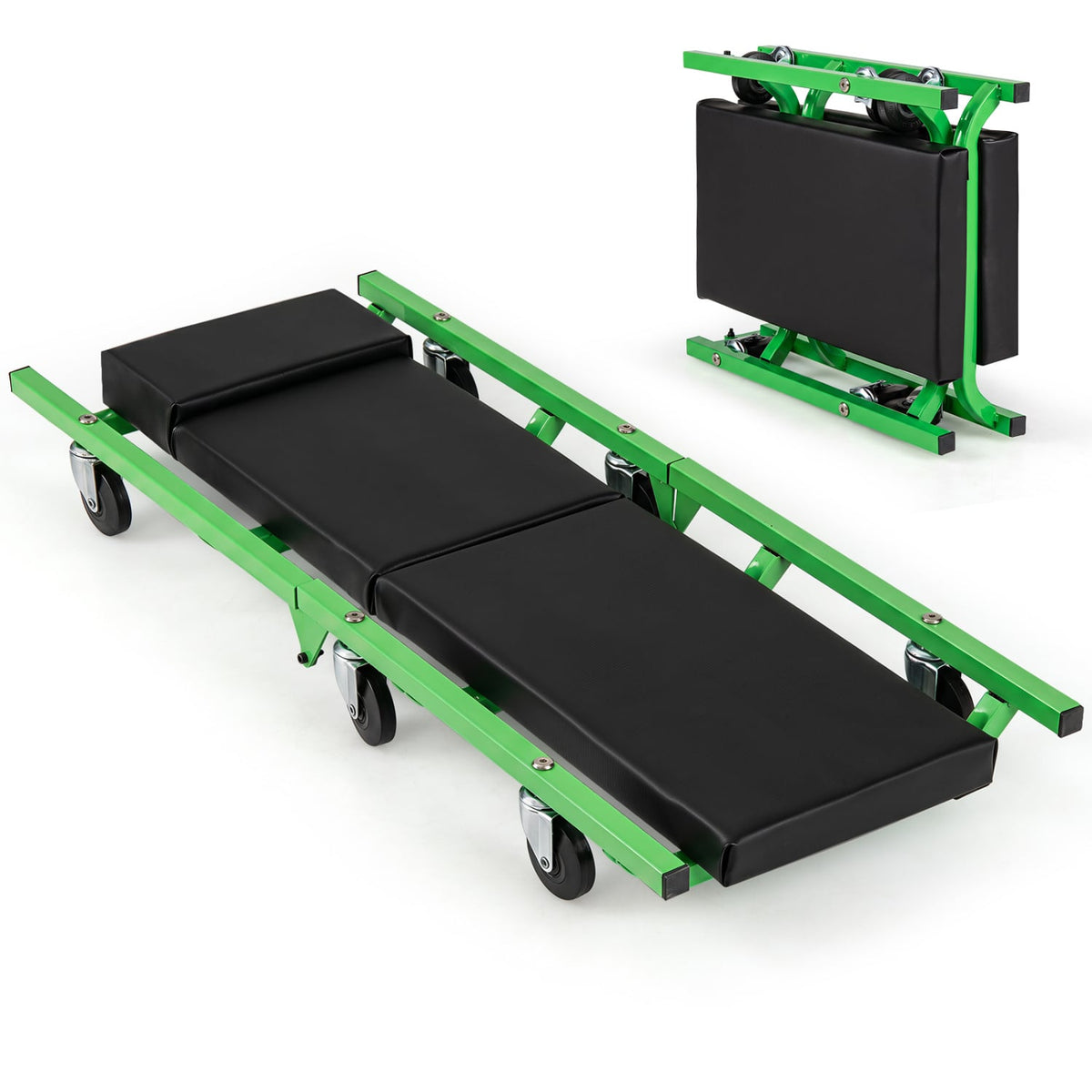 Foldable Automotive Creeper with 360° Swivel Wheels 330 lbs for Garage-Green-Garages-DECOROLALA
