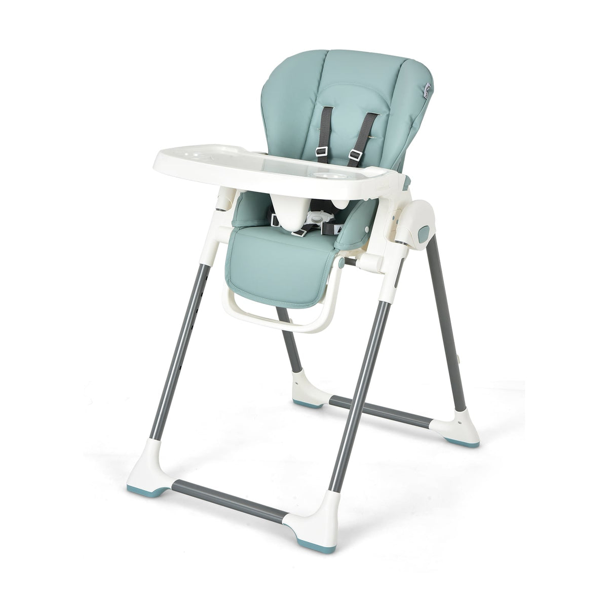 Foldable Baby High Chair with Double Removable Trays and Book Holder-Green-High Chairs-DECOROLALA