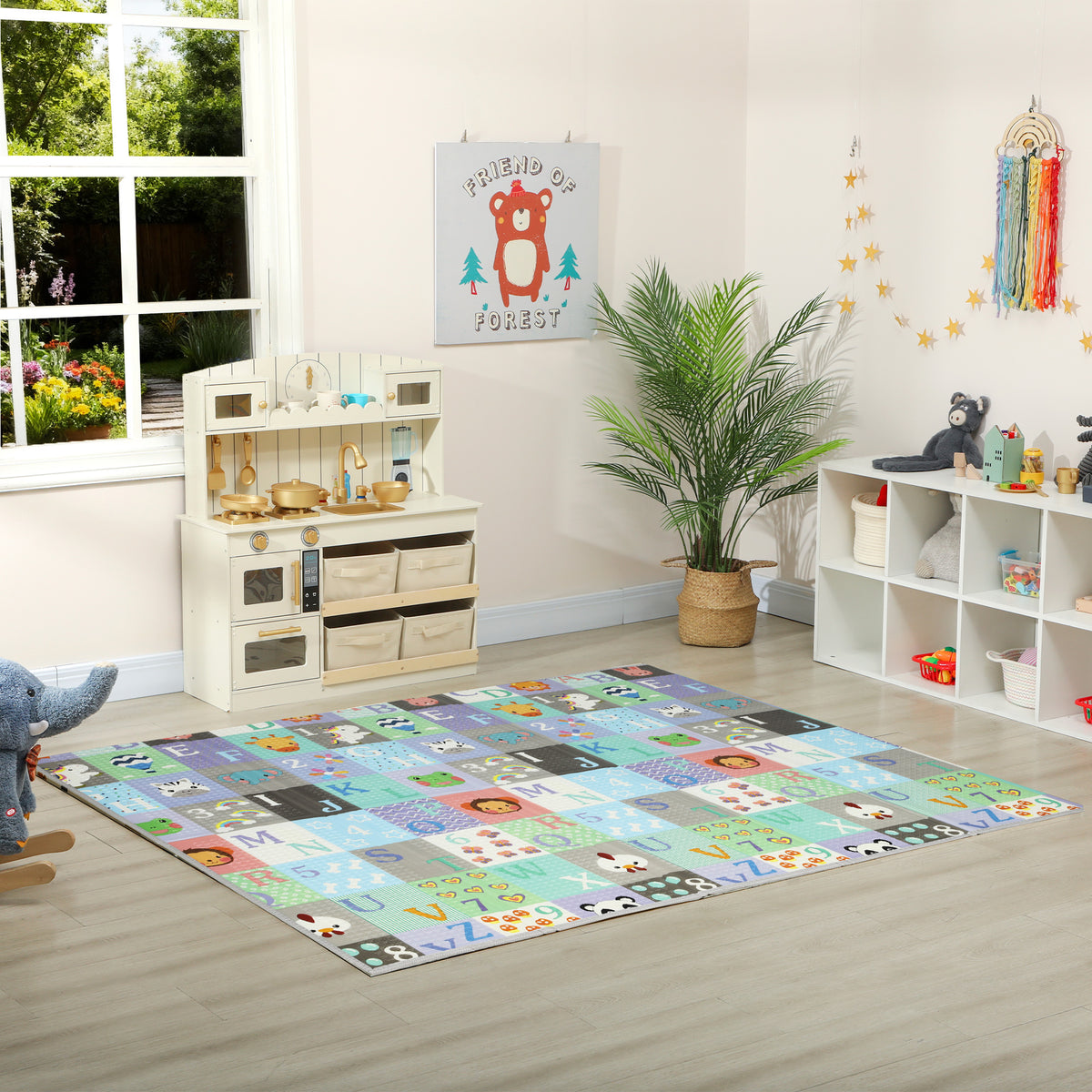 Foldable Baby Plat Mat, 71" x 59" Kids Floor Mat for Crawling and Learning, Number & Animal Theme-Toys & Games > Baby & Toddler Toys > Kids Gym & Playmats-DECOROLALA