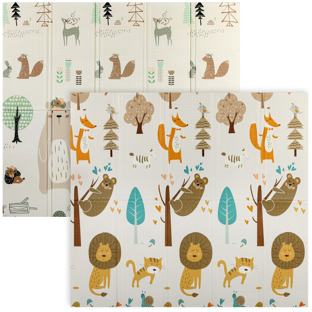 Foldable Baby Plat Mat, 77" x 69" Kids Floor Mat for Crawling and Learning, Girl & Animal Theme-Toys & Games > Baby & Toddler Toys > Kids Gym & Playmats-DECOROLALA