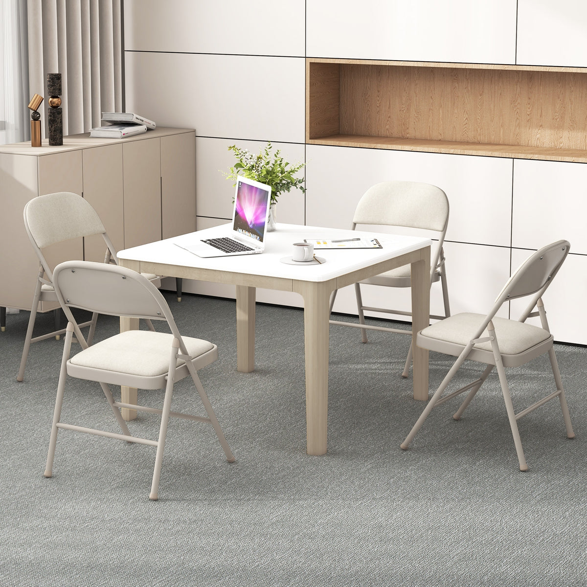 Foldable Chair Set of 6 with Padded Seat Seat and Fabric Covered Backrest-Set of 6-Chairs-DECOROLALA