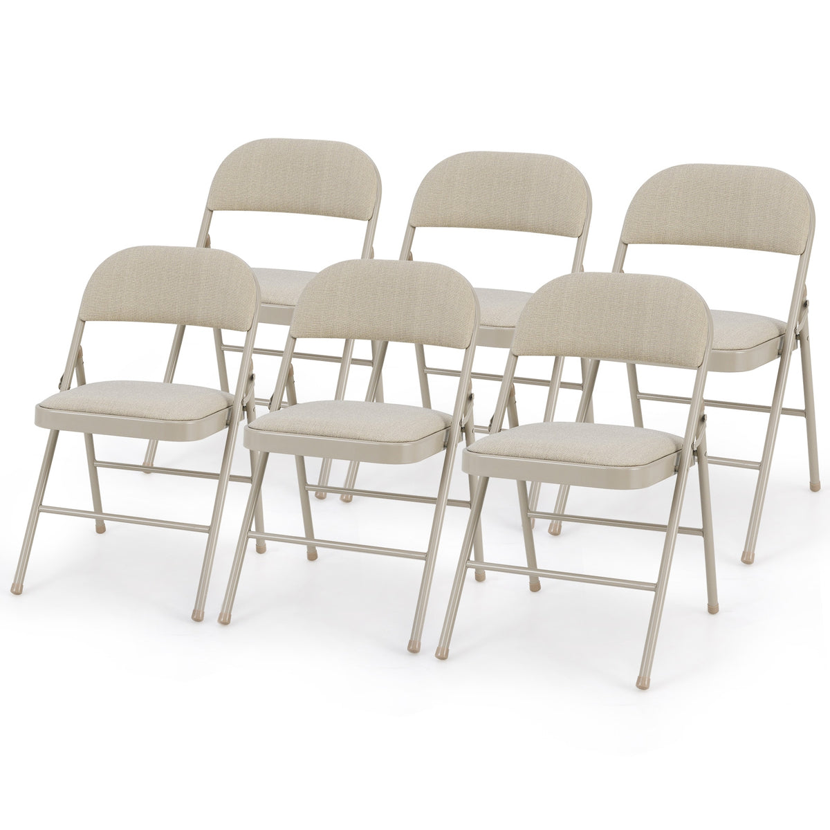 Foldable Chair Set of 6 with Padded Seat Seat and Fabric Covered Backrest-Set of 6-Chairs-DECOROLALA