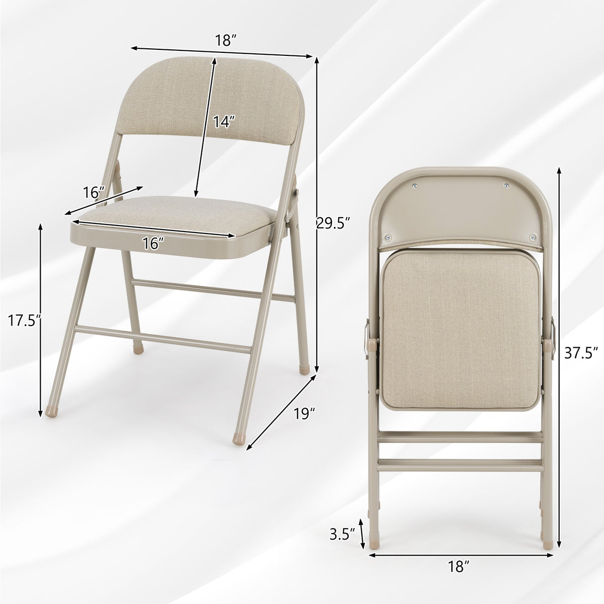 Foldable Chair Set of 6 with Padded Seat Seat and Fabric Covered Backrest-Set of 6-Chairs-DECOROLALA