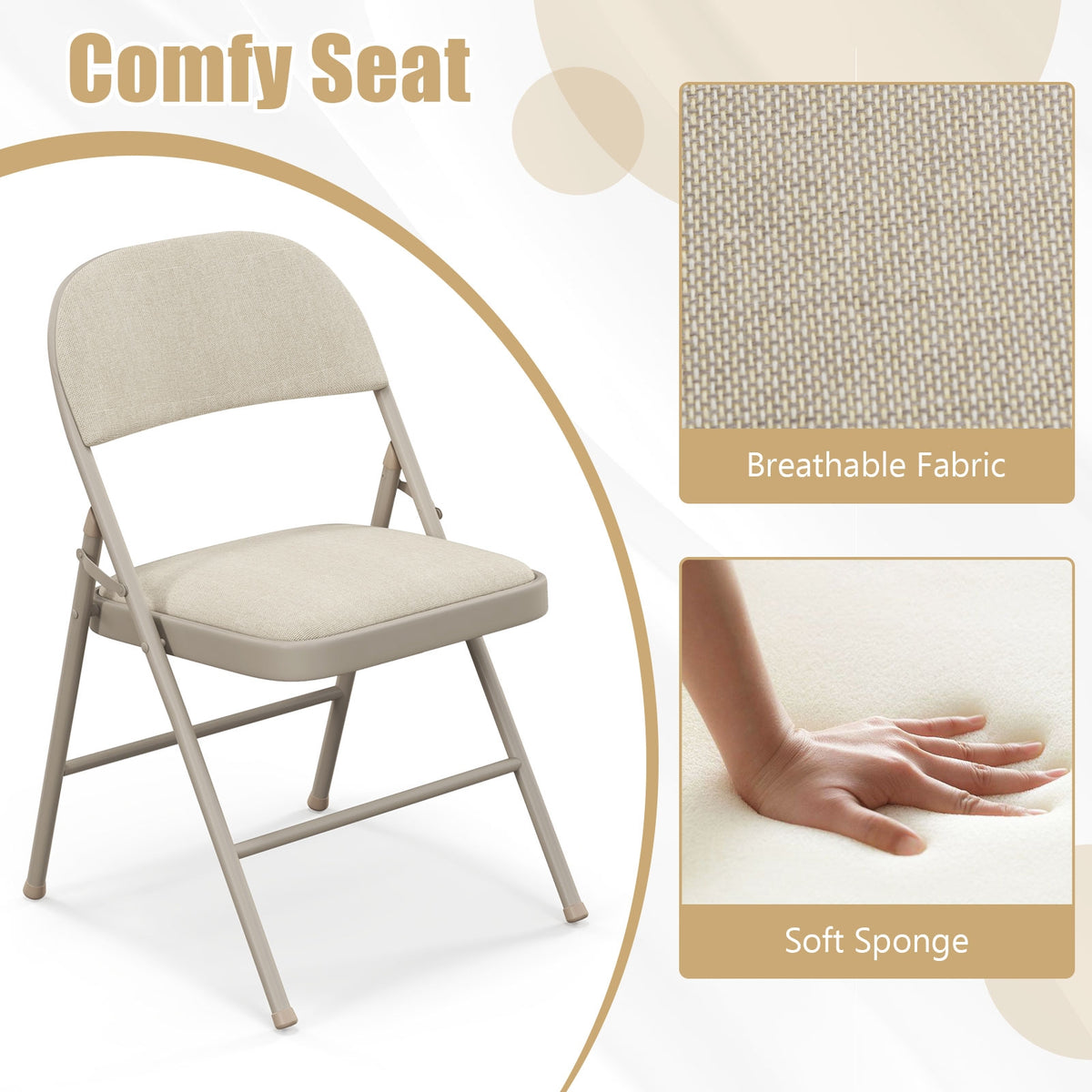 Foldable Chair Set of 6 with Padded Seat Seat and Fabric Covered Backrest-Set of 6-Chairs-DECOROLALA