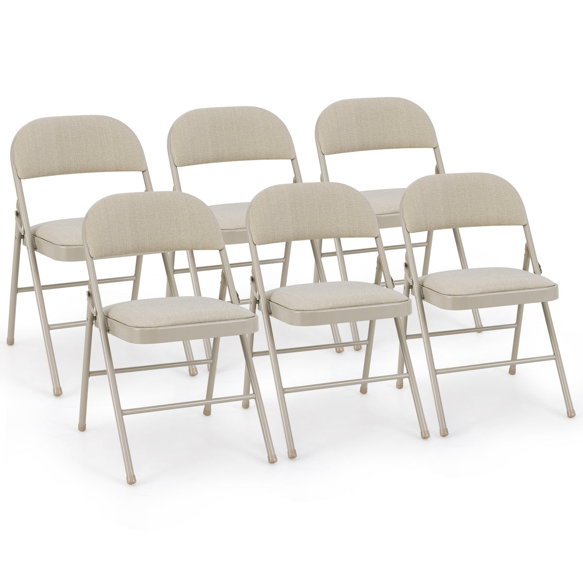 Foldable Chair Set of 6 with Padded Seat Seat and Fabric Covered Backrest-Set of 6-Chairs-DECOROLALA