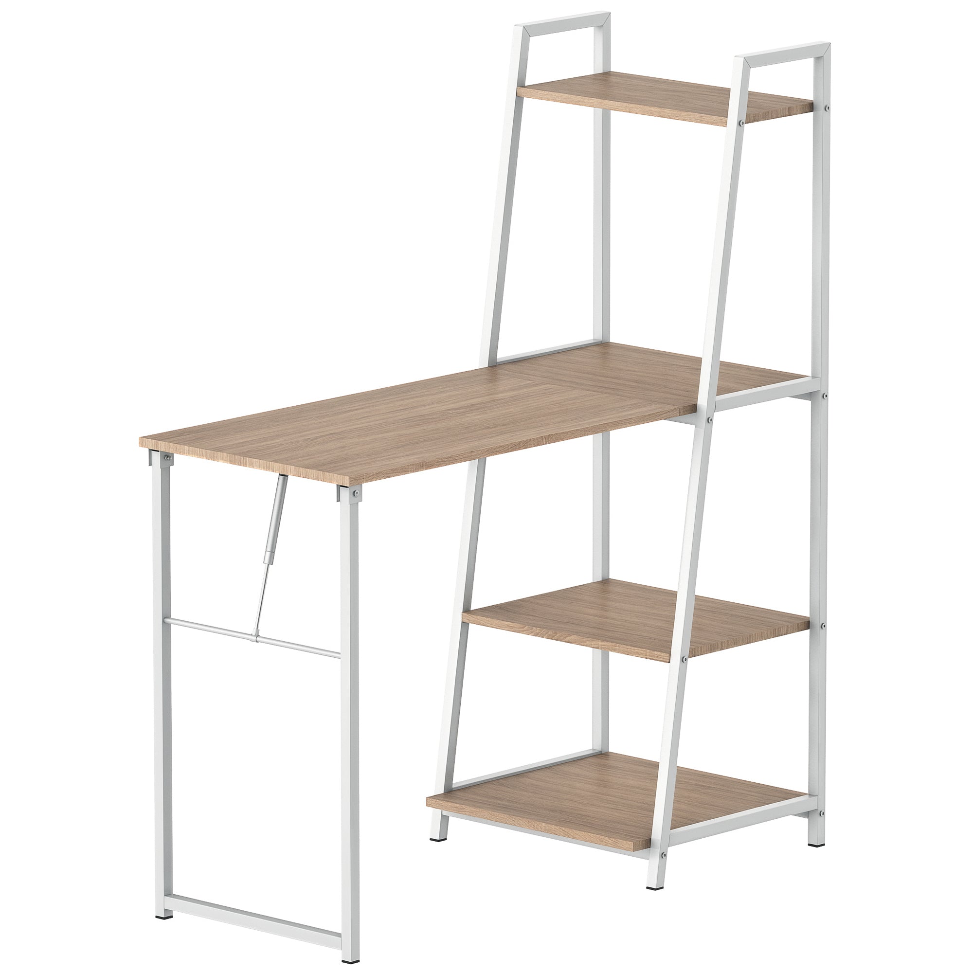 Foldable Computer Desk with 4-Tier Storage Shelves - White-Office Products > Office Furniture > Office Desks & Work Stations > Writing Desks-DECOROLALA