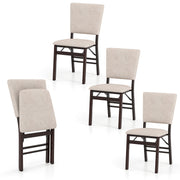 Foldable Dining Chair Set of 4 Armless Kitchen Chair with Padded Seat and Tilt Backrest-Beige-Dining Chairs-DECOROLALA