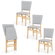 Foldable Dining Chair Set of 4 Armless Kitchen Chair with Padded Seat and Tilt Backrest-Gray-Dining Chairs-DECOROLALA