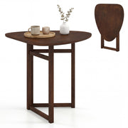 Foldable Dining Table 31.5" Triangular Small Kitchen Table for 2-Walnut-Dining Tables-DECOROLALA