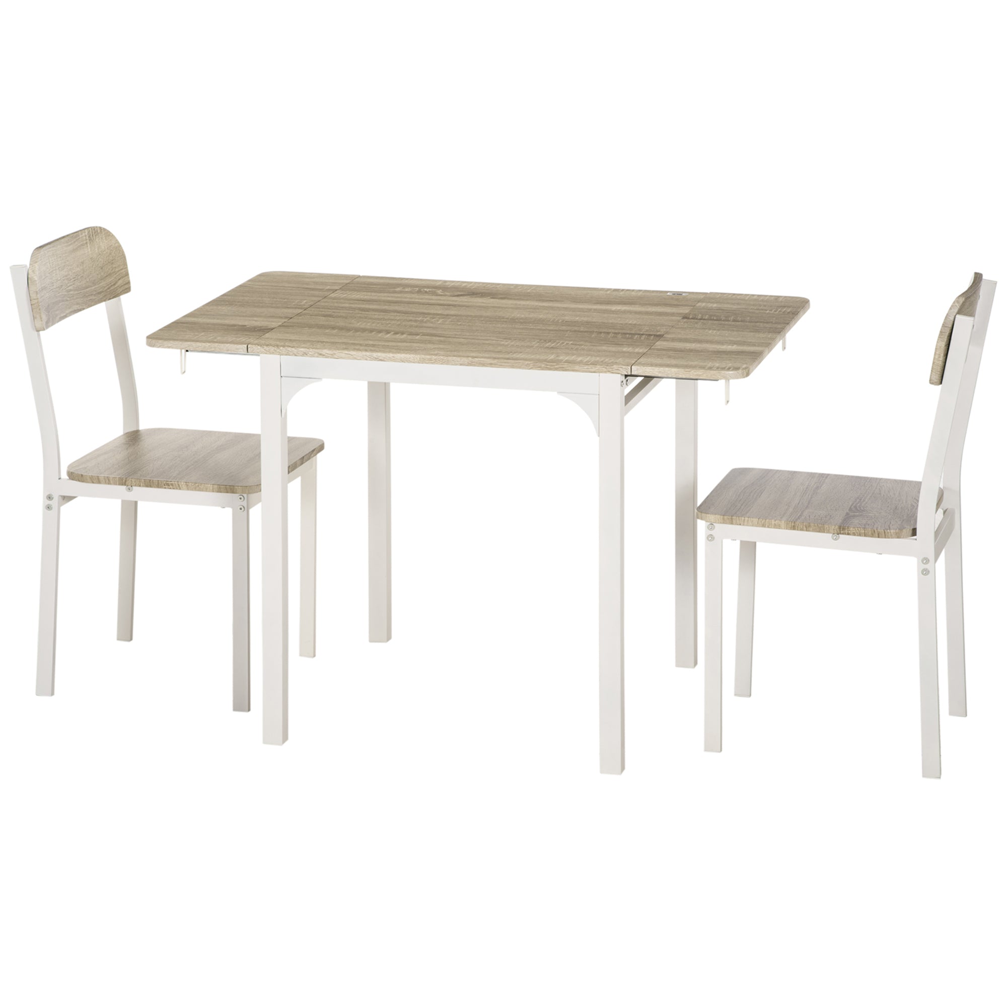 Foldable Dining Table Set, 2 Chairs for Apartments, Natural MDF, 43.25"L-DECOROLALA