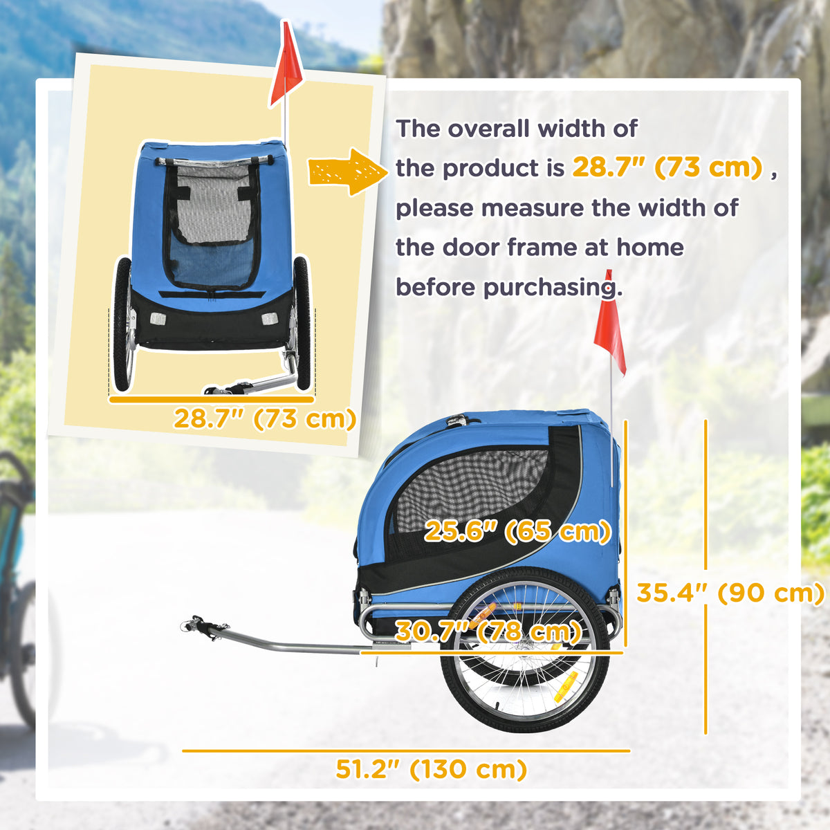 Foldable Dog Bike Trailer - Blue Medium Pet Bicycle Wagon-Dogs-DECOROLALA