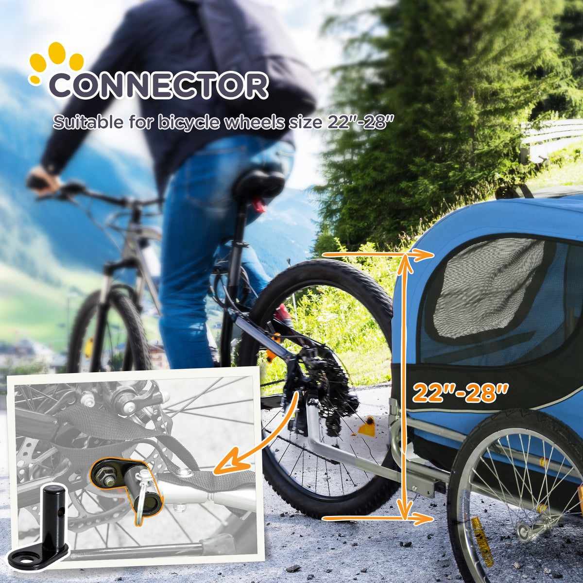 Foldable Dog Bike Trailer - Blue Medium Pet Bicycle Wagon-Dogs-DECOROLALA
