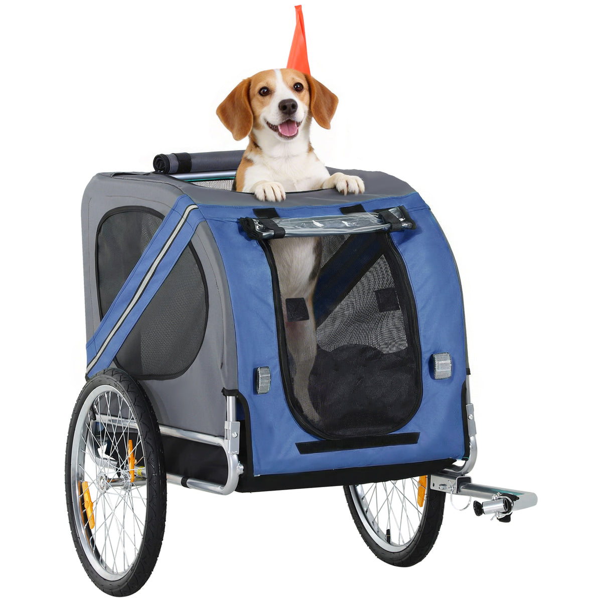 Foldable Dog Bike Trailer - Blue and Grey Medium Pet Cart-Dogs-DECOROLALA