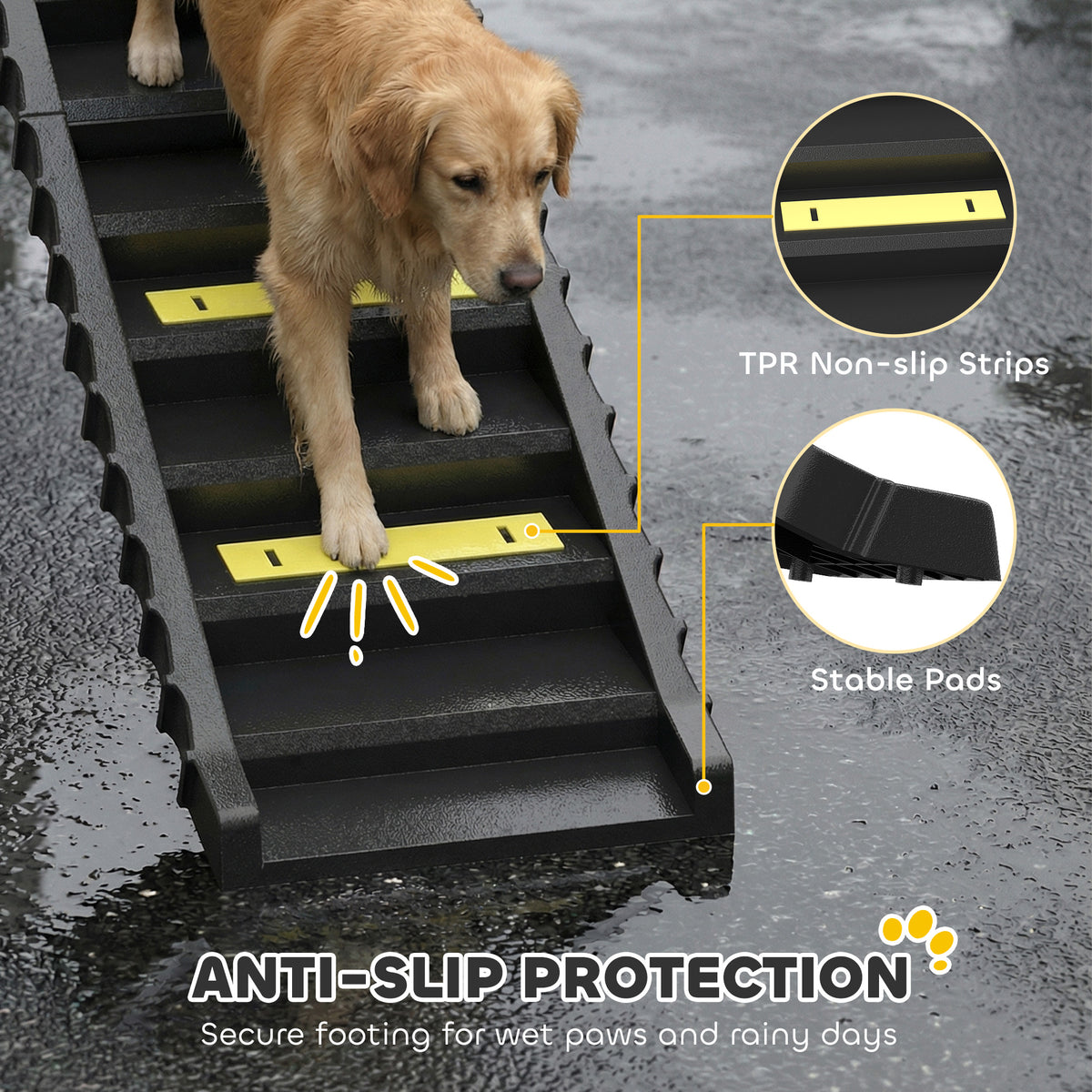 Foldable Dog Car Ramp - 60.6" Anti-Slip Pet Stairs Black-Dogs-DECOROLALA