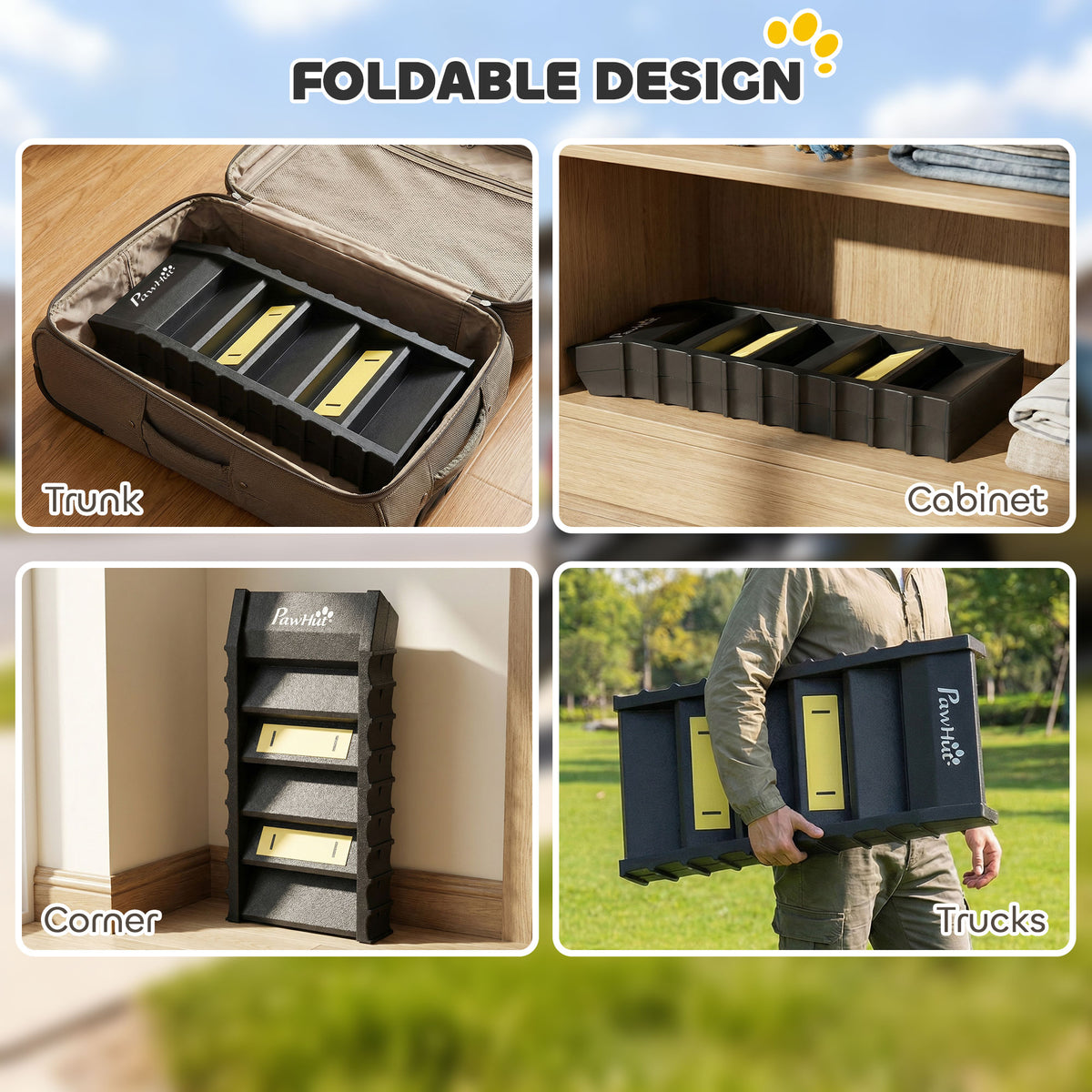 Foldable Dog Car Ramp - 60.6" Anti-Slip Pet Stairs Black-Dogs-DECOROLALA