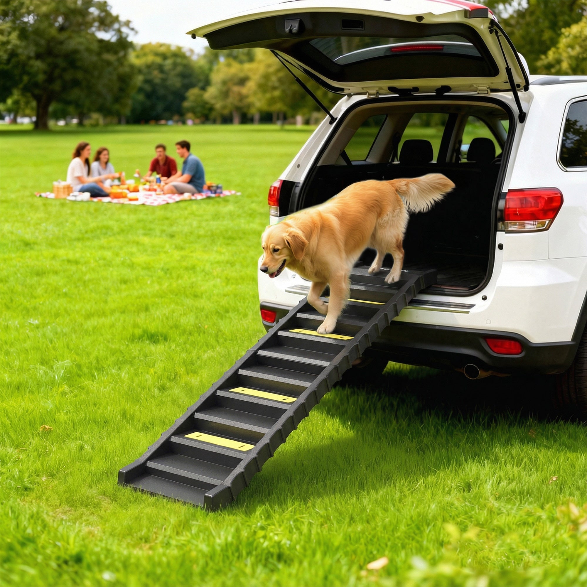 Foldable Dog Car Ramp - 60.6" Anti-Slip Pet Stairs Black-Dogs-DECOROLALA